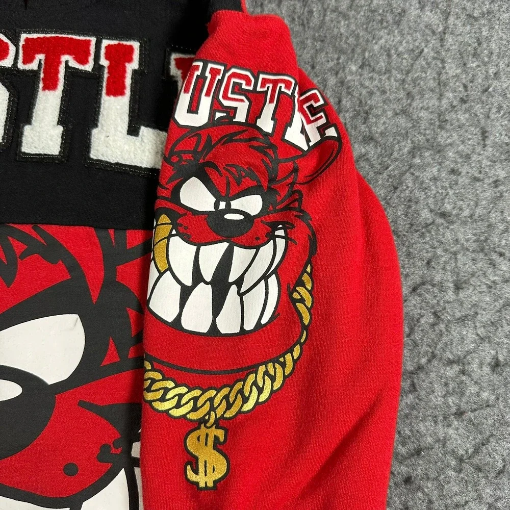 Looney Tunes Taz Hustle Hoodie Kids Medium 8 Red‎ Black Tasmanian Devil Pullover